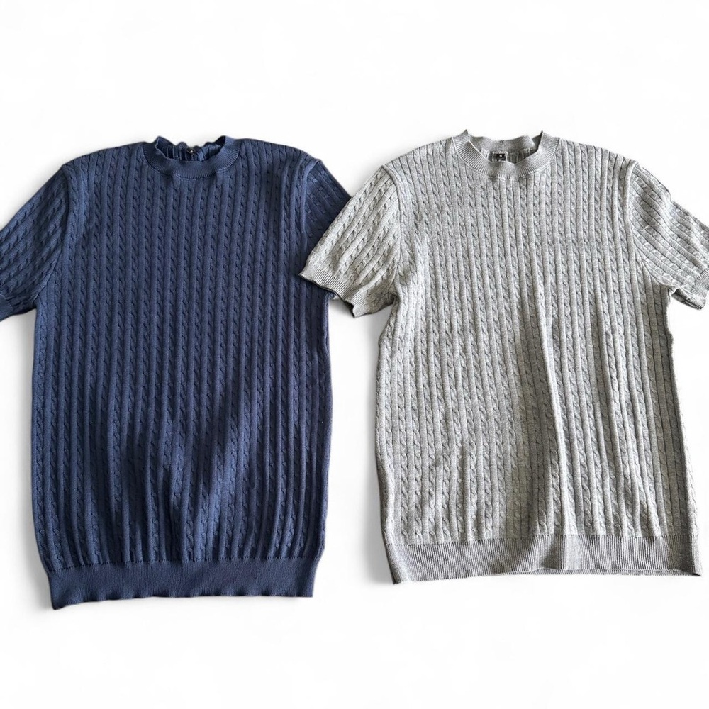 Mens 2 Pack Thick Knitted Pattern
Business Shirt Navy and Gray Small